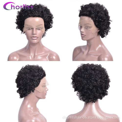 Hot Beauty Brazilian Afro Virgin Jerry Curly Bob Lace Frontal Wigs Short Hd Pixie Cut Lace Front Human Hair Wigs For Black Women